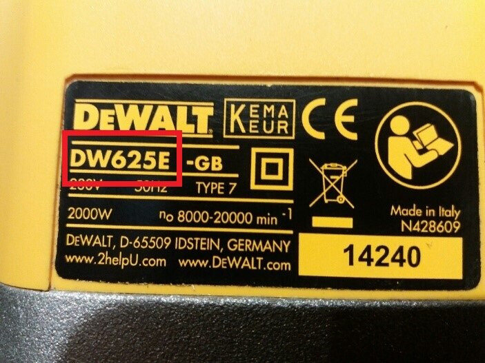 Kako pronaći model, serijski broj i datumski kod na DeWALT mašinama-1